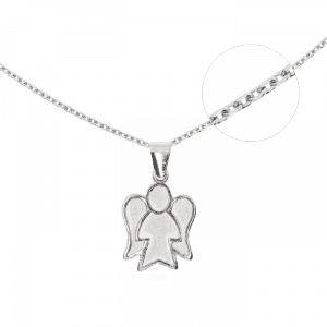 41300 - Set aus Karreekette und Engelsfigur in Silber, Sterlingsilber 925, Taufkombination, Taufgeschenk, Kinderkette, Geschenk